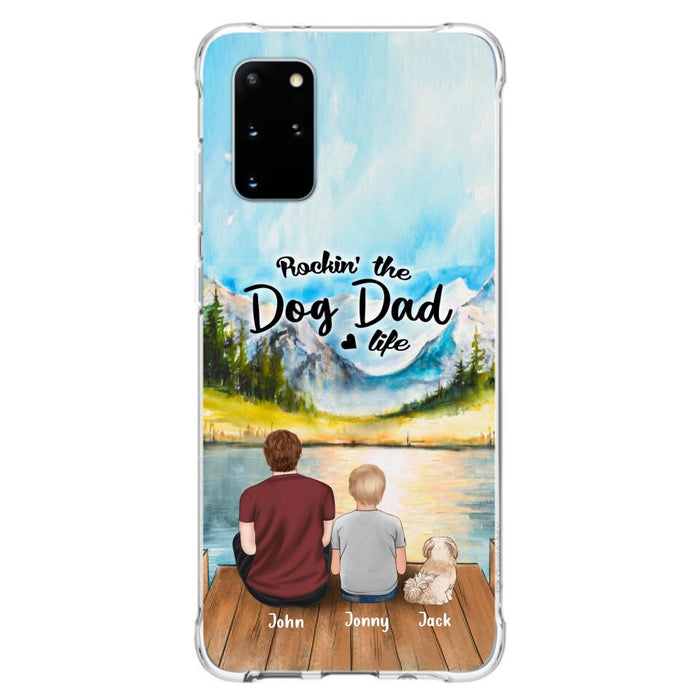 Custom Personalized Dog Mom/Dog Dad Phone Case - Single Mom/Single Dad with 1 Kid and 2 Pets - iPhone and Samsung Cases