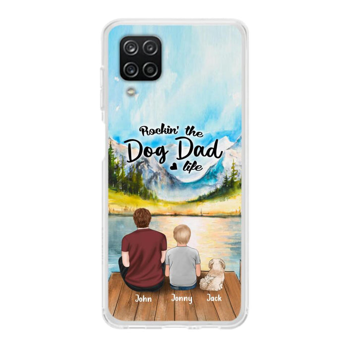 Custom Personalized Dog Mom/Dog Dad Phone Case - Single Mom/Single Dad with 1 Kid and 2 Pets - iPhone and Samsung Cases