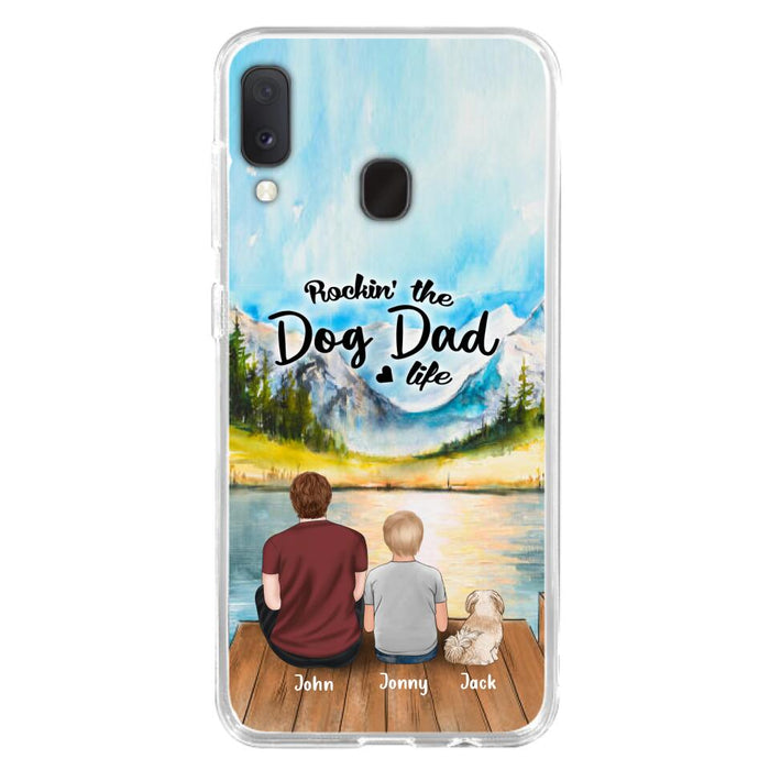 Custom Personalized Dog Mom/Dog Dad Phone Case - Single Mom/Single Dad with 1 Kid and 2 Pets - iPhone and Samsung Cases