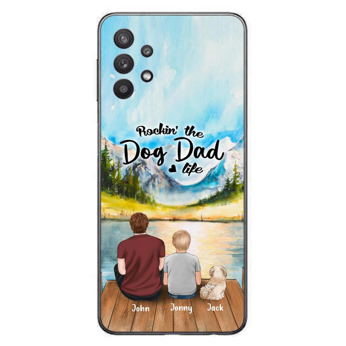 Custom Personalized Dog Mom/Dog Dad Phone Case - Single Mom/Single Dad with 1 Kid and 2 Pets - iPhone and Samsung Cases