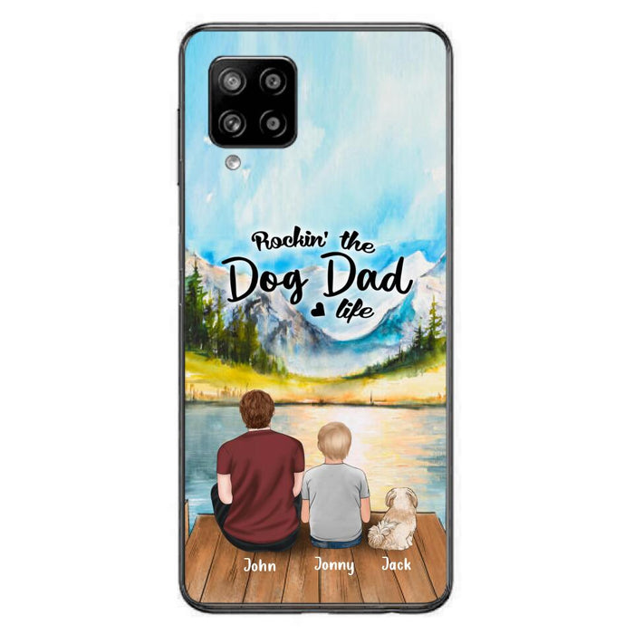 Custom Personalized Dog Mom/Dog Dad Phone Case - Single Mom/Single Dad with 1 Kid and 2 Pets - iPhone and Samsung Cases