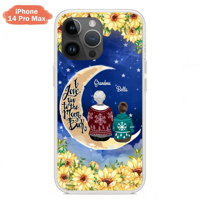 Custom Personalized Grandma & Grandchilds Sitting On Moon Phone Case - Upto 3 Kids - Gift Idea For Grandma - I Love You To The Moon And Back - Cases For iPhone & Samsung