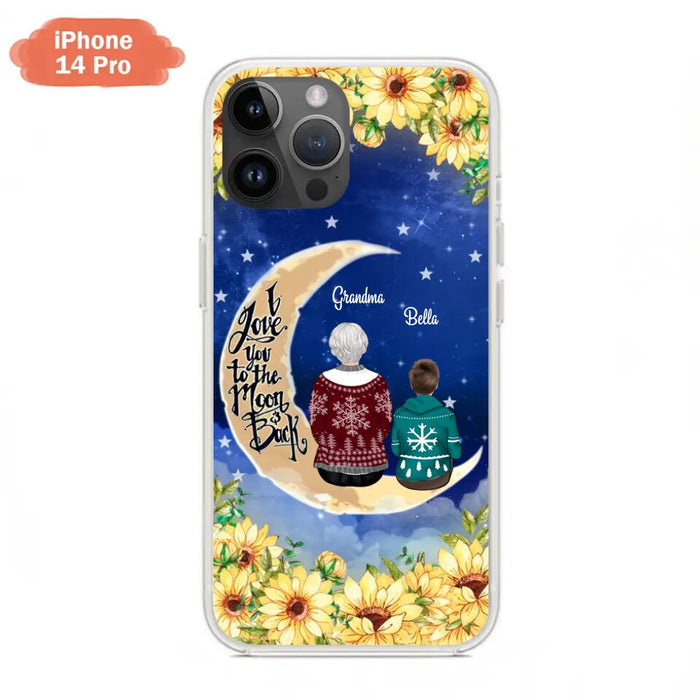 Custom Personalized Grandma & Grandchilds Sitting On Moon Phone Case - Upto 3 Kids - Gift Idea For Grandma - I Love You To The Moon And Back - Cases For iPhone & Samsung