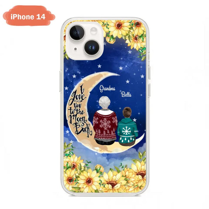 Custom Personalized Grandma & Grandchilds Sitting On Moon Phone Case - Upto 3 Kids - Gift Idea For Grandma - I Love You To The Moon And Back - Cases For iPhone & Samsung