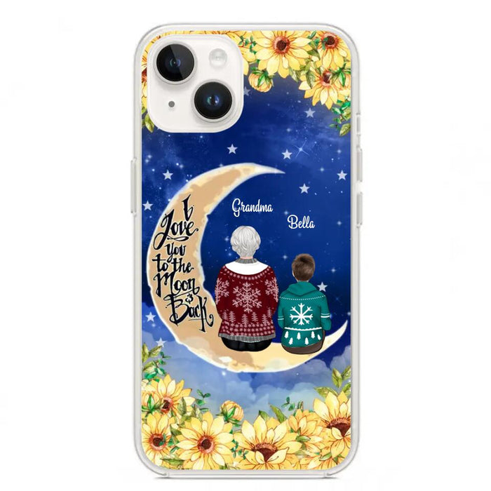 Custom Personalized Grandma & Grandchilds Sitting On Moon Phone Case - Upto 3 Kids - Gift Idea For Grandma - I Love You To The Moon And Back - Cases For iPhone & Samsung