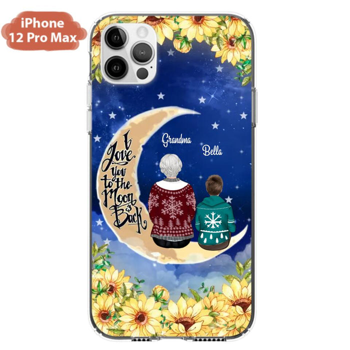 Custom Personalized Grandma & Grandchilds Sitting On Moon Phone Case - Upto 3 Kids - Gift Idea For Grandma - I Love You To The Moon And Back - Cases For iPhone & Samsung