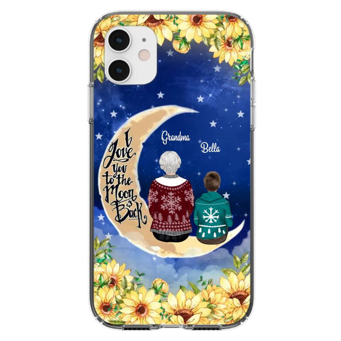 Custom Personalized Grandma & Grandchilds Sitting On Moon Phone Case - Upto 3 Kids - Gift Idea For Grandma - I Love You To The Moon And Back - Cases For iPhone & Samsung