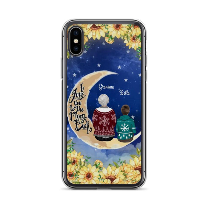 Custom Personalized Grandma & Grandchilds Sitting On Moon Phone Case - Upto 3 Kids - Gift Idea For Grandma - I Love You To The Moon And Back - Cases For iPhone & Samsung