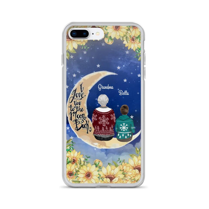 Custom Personalized Grandma & Grandchilds Sitting On Moon Phone Case - Upto 3 Kids - Gift Idea For Grandma - I Love You To The Moon And Back - Cases For iPhone & Samsung