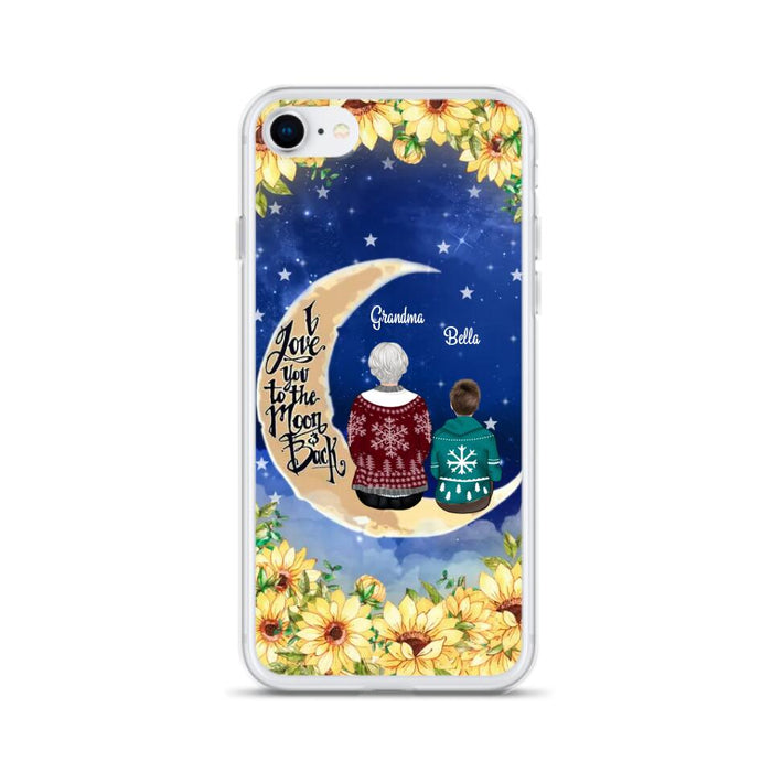 Custom Personalized Grandma & Grandchilds Sitting On Moon Phone Case - Upto 3 Kids - Gift Idea For Grandma - I Love You To The Moon And Back - Cases For iPhone & Samsung