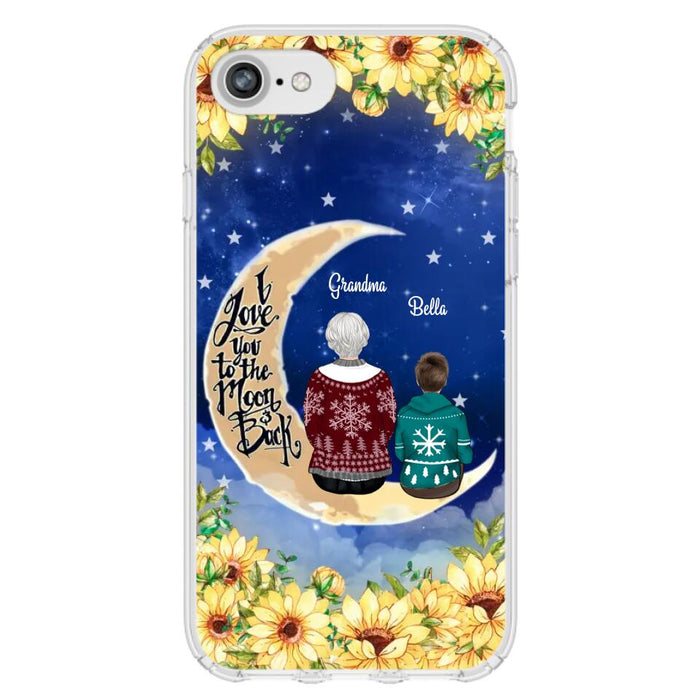 Custom Personalized Grandma & Grandchilds Sitting On Moon Phone Case - Upto 3 Kids - Gift Idea For Grandma - I Love You To The Moon And Back - Cases For iPhone & Samsung