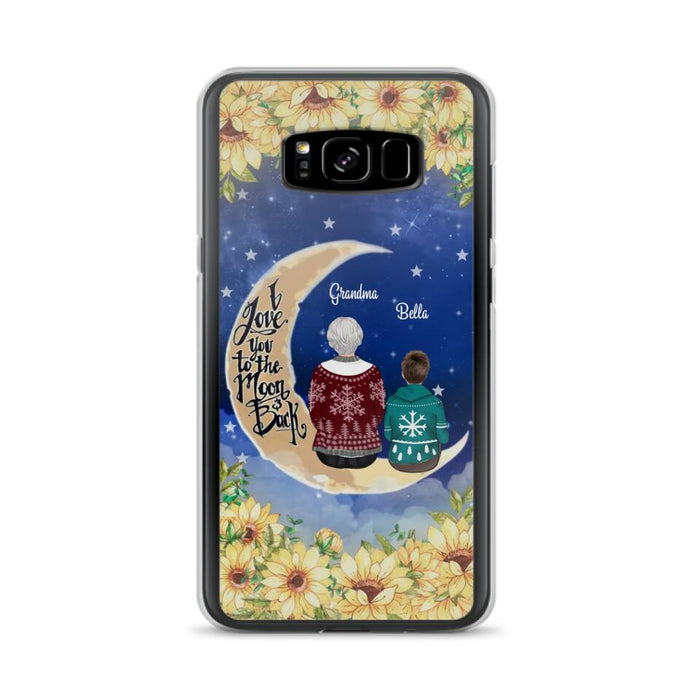 Custom Personalized Grandma & Grandchilds Sitting On Moon Phone Case - Upto 3 Kids - Gift Idea For Grandma - I Love You To The Moon And Back - Cases For iPhone & Samsung