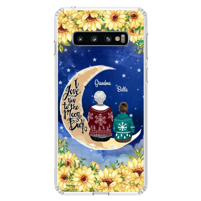 Custom Personalized Grandma & Grandchilds Sitting On Moon Phone Case - Upto 3 Kids - Gift Idea For Grandma - I Love You To The Moon And Back - Cases For iPhone & Samsung