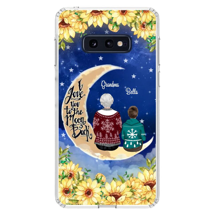 Custom Personalized Grandma & Grandchilds Sitting On Moon Phone Case - Upto 3 Kids - Gift Idea For Grandma - I Love You To The Moon And Back - Cases For iPhone & Samsung