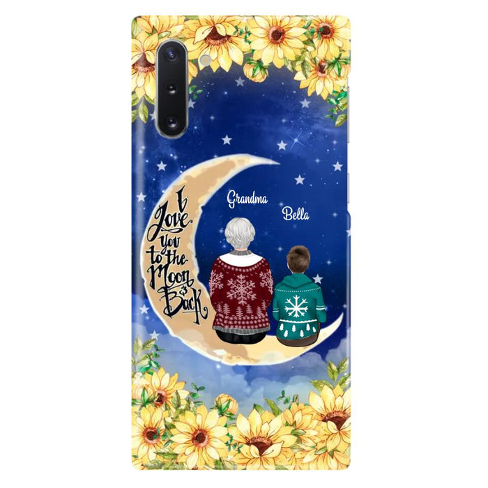 Custom Personalized Grandma & Grandchilds Sitting On Moon Phone Case - Upto 3 Kids - Gift Idea For Grandma - I Love You To The Moon And Back - Cases For iPhone & Samsung