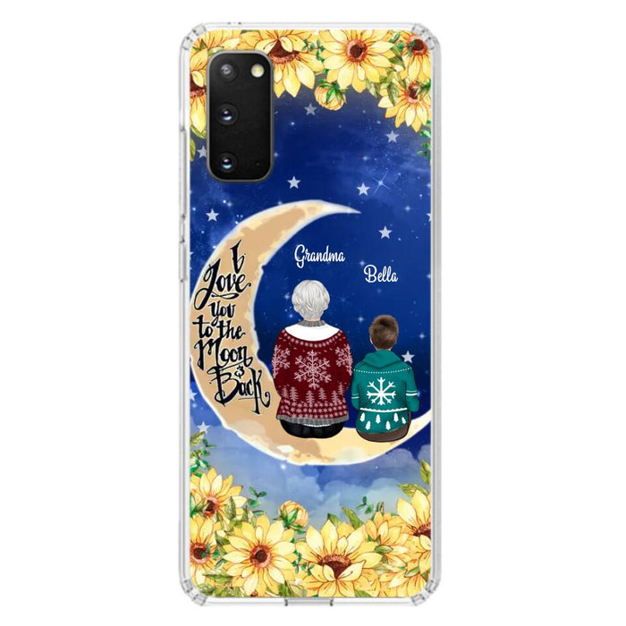 Custom Personalized Grandma & Grandchilds Sitting On Moon Phone Case - Upto 3 Kids - Gift Idea For Grandma - I Love You To The Moon And Back - Cases For iPhone & Samsung