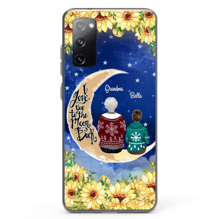 Custom Personalized Grandma & Grandchilds Sitting On Moon Phone Case - Upto 3 Kids - Gift Idea For Grandma - I Love You To The Moon And Back - Cases For iPhone & Samsung