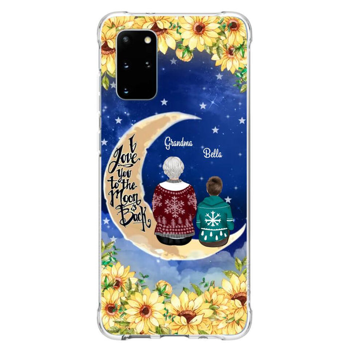 Custom Personalized Grandma & Grandchilds Sitting On Moon Phone Case - Upto 3 Kids - Gift Idea For Grandma - I Love You To The Moon And Back - Cases For iPhone & Samsung