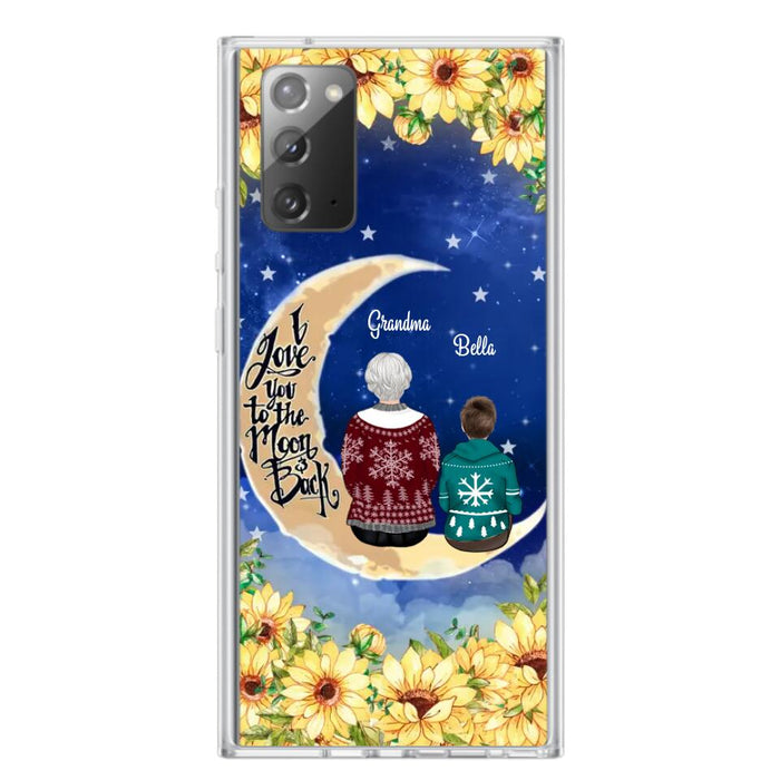 Custom Personalized Grandma & Grandchilds Sitting On Moon Phone Case - Upto 3 Kids - Gift Idea For Grandma - I Love You To The Moon And Back - Cases For iPhone & Samsung