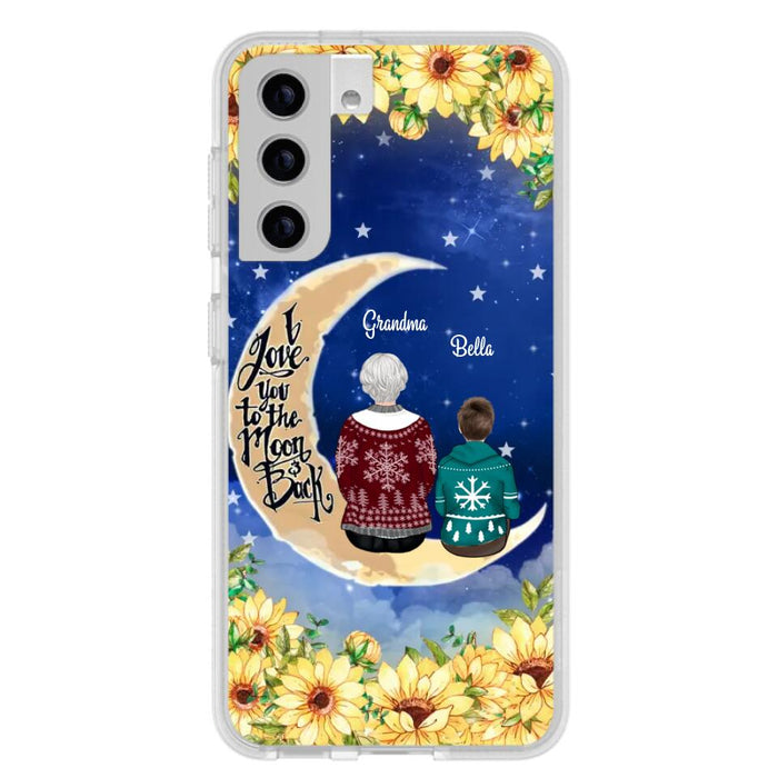 Custom Personalized Grandma & Grandchilds Sitting On Moon Phone Case - Upto 3 Kids - Gift Idea For Grandma - I Love You To The Moon And Back - Cases For iPhone & Samsung