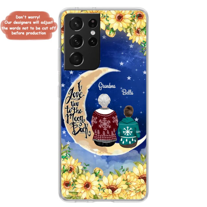 Custom Personalized Grandma & Grandchilds Sitting On Moon Phone Case - Upto 3 Kids - Gift Idea For Grandma - I Love You To The Moon And Back - Cases For iPhone & Samsung