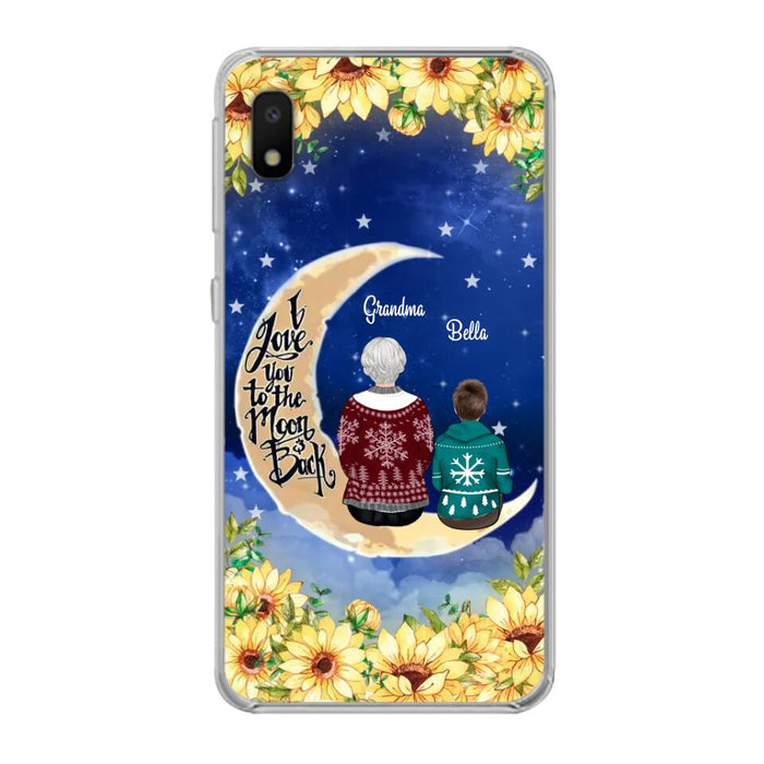 Custom Personalized Grandma & Grandchilds Sitting On Moon Phone Case - Upto 3 Kids - Gift Idea For Grandma - I Love You To The Moon And Back - Cases For iPhone & Samsung