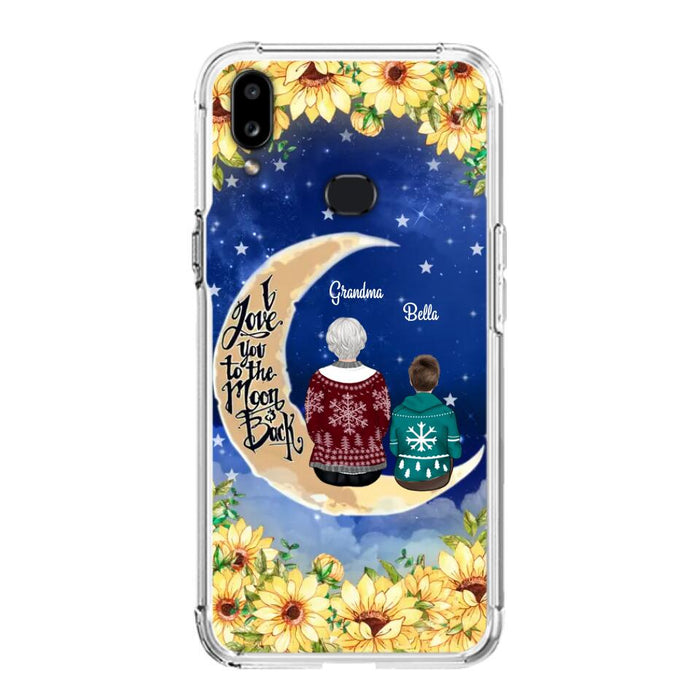 Custom Personalized Grandma & Grandchilds Sitting On Moon Phone Case - Upto 3 Kids - Gift Idea For Grandma - I Love You To The Moon And Back - Cases For iPhone & Samsung