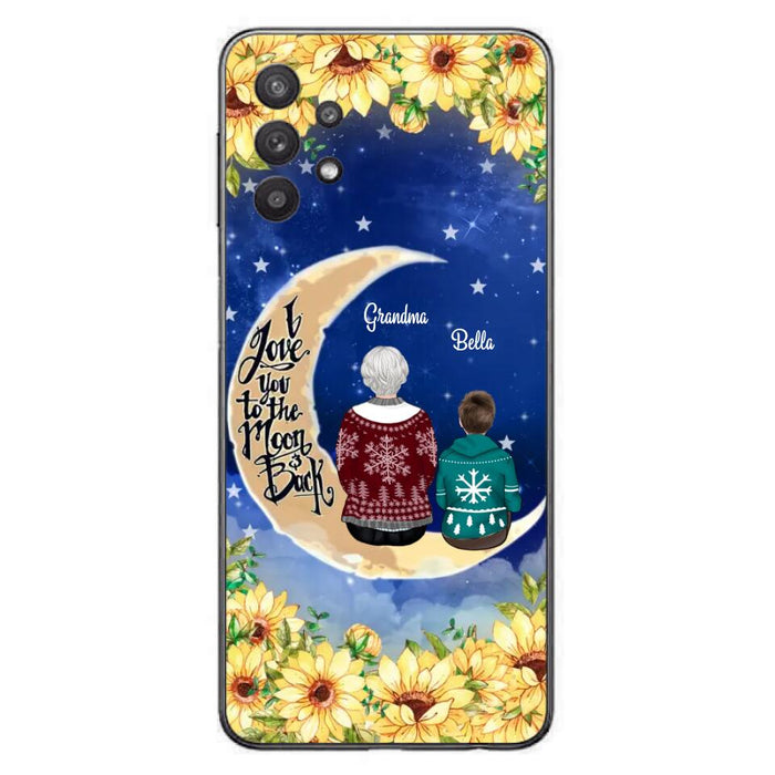 Custom Personalized Grandma & Grandchilds Sitting On Moon Phone Case - Upto 3 Kids - Gift Idea For Grandma - I Love You To The Moon And Back - Cases For iPhone & Samsung