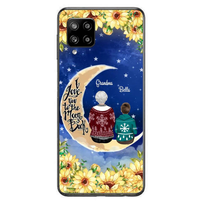 Custom Personalized Grandma & Grandchilds Sitting On Moon Phone Case - Upto 3 Kids - Gift Idea For Grandma - I Love You To The Moon And Back - Cases For iPhone & Samsung