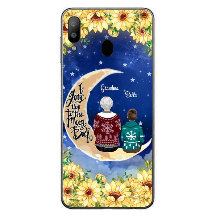 Custom Personalized Grandma & Grandchilds Sitting On Moon Phone Case - Upto 3 Kids - Gift Idea For Grandma - I Love You To The Moon And Back - Cases For iPhone & Samsung