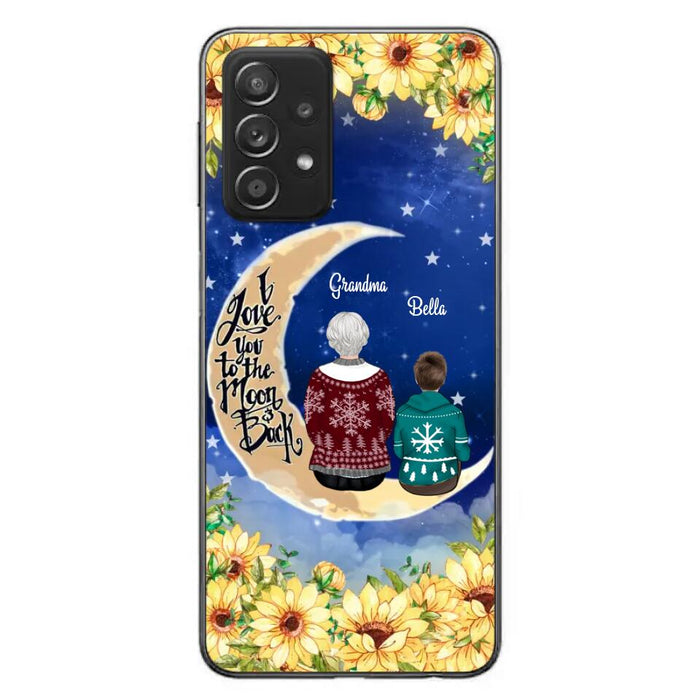 Custom Personalized Grandma & Grandchilds Sitting On Moon Phone Case - Upto 3 Kids - Gift Idea For Grandma - I Love You To The Moon And Back - Cases For iPhone & Samsung