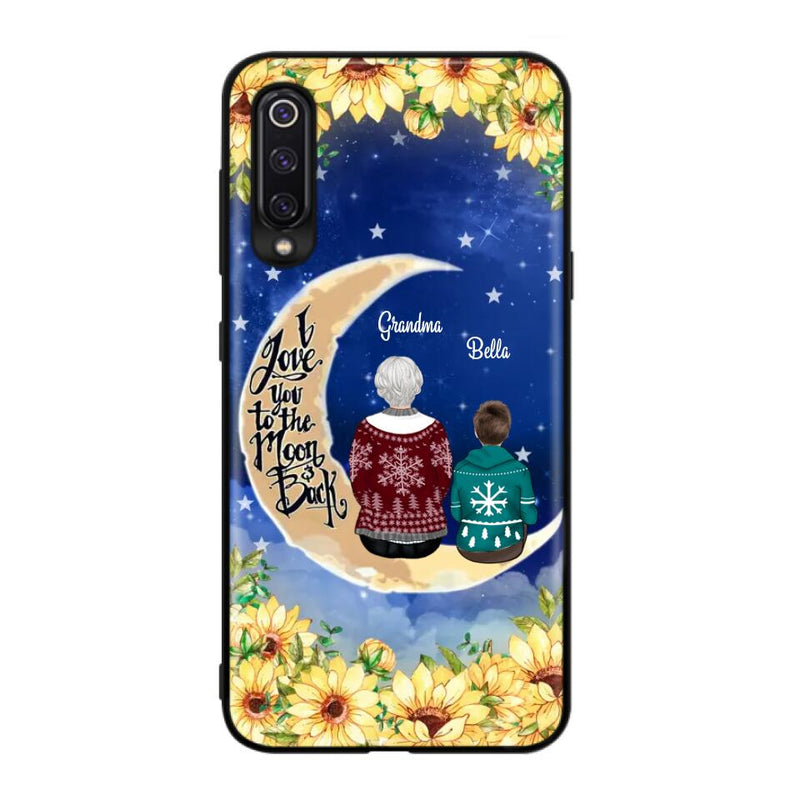 Personalized Grandma & Grandchilds Sitting On Moon Phone Case - Up to 3 Kids - Gift Idea For Grandma - I Love You To The Moon And Back - Cases For Oppo, Xiaomi & Huawei