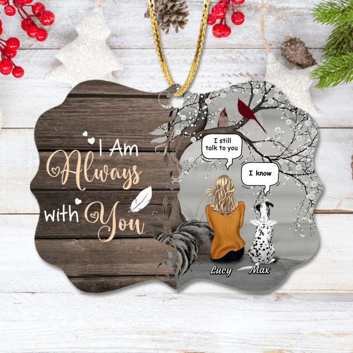 Custom Personalized Memorial Pet Mom Rectangle Wooden Ornament - Gift Idea For Dog/Cat Lovers - Upto 4 Dogs/Cats - I Am Always With You