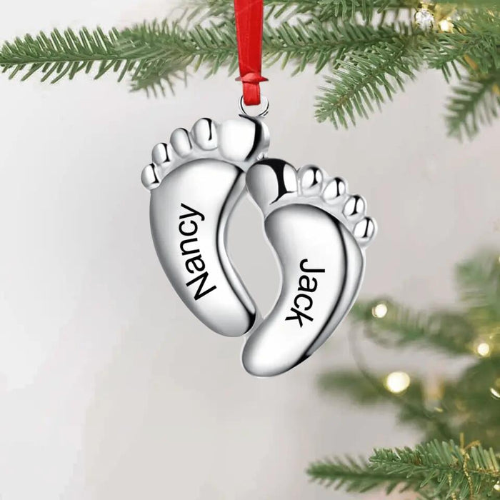 Custom Personalized Baby Feet Aluminium Ornament - Upto 6 Feet - Christmas Gift Idea For Family