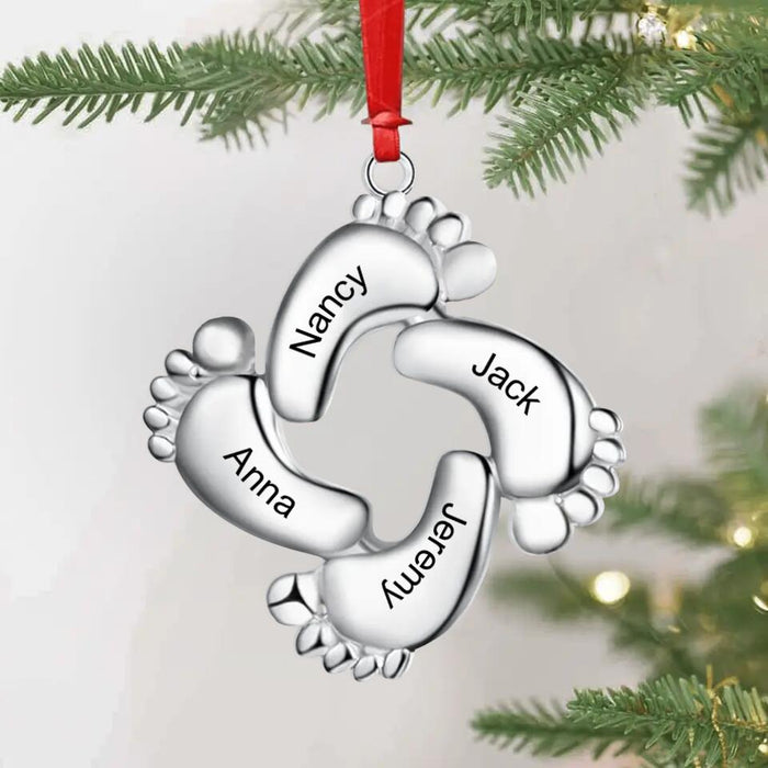 Custom Personalized Baby Feet Aluminium Ornament - Upto 6 Feet - Christmas Gift Idea For Family