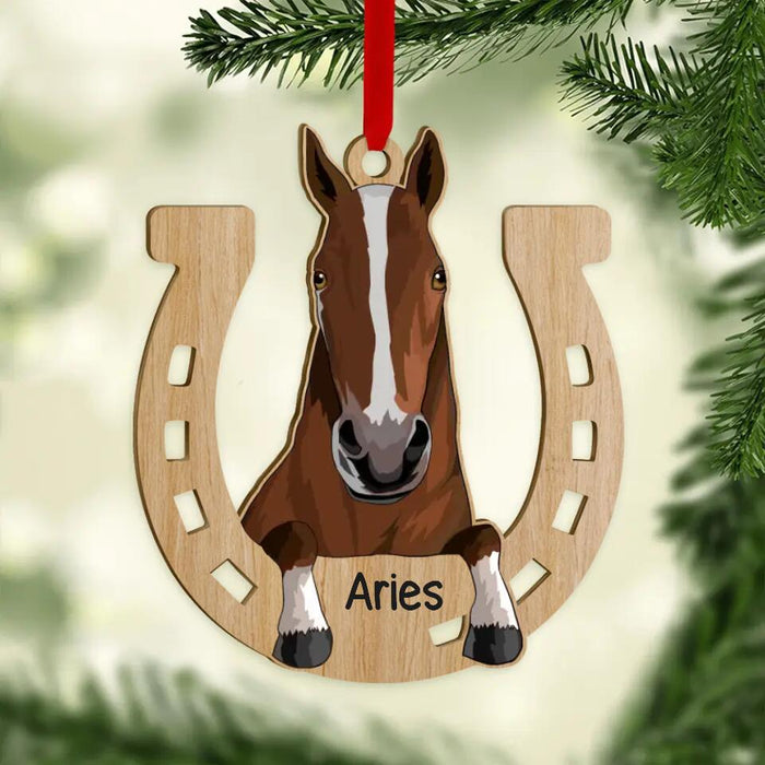 Custom Personalized Horse Wooden Ornament - Christmas Gift Idea For Horse Owner