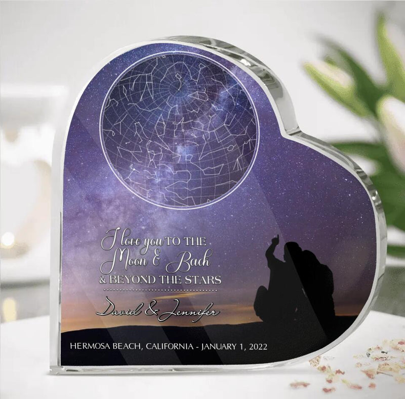 Personalized Couple Acrylic Plaque - Gift Idea For Couple - I Love You To The Moon & Back