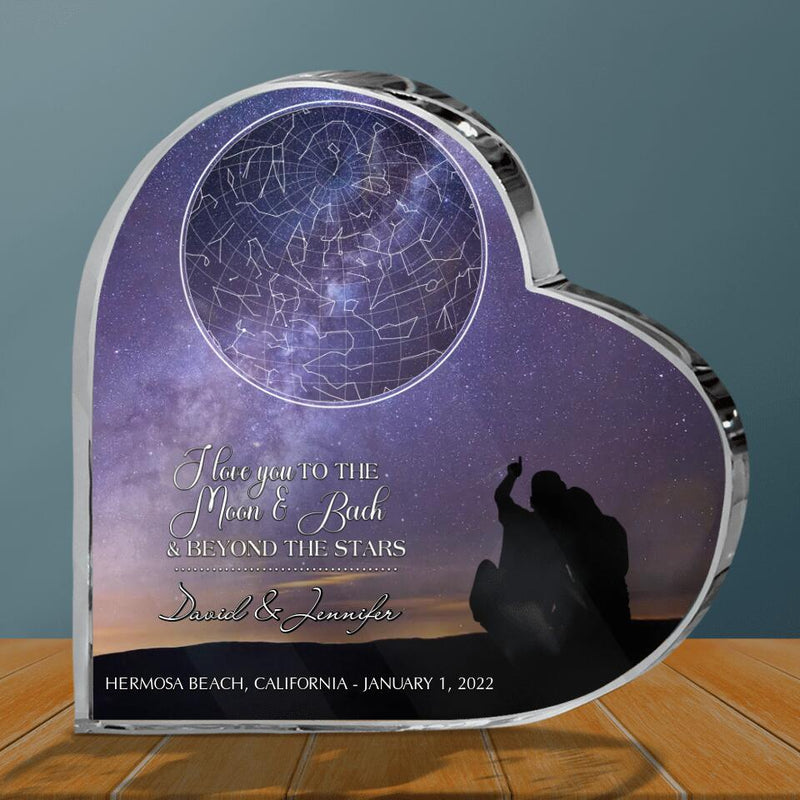 Personalized Couple Acrylic Plaque - Gift Idea For Couple - I Love You To The Moon & Back