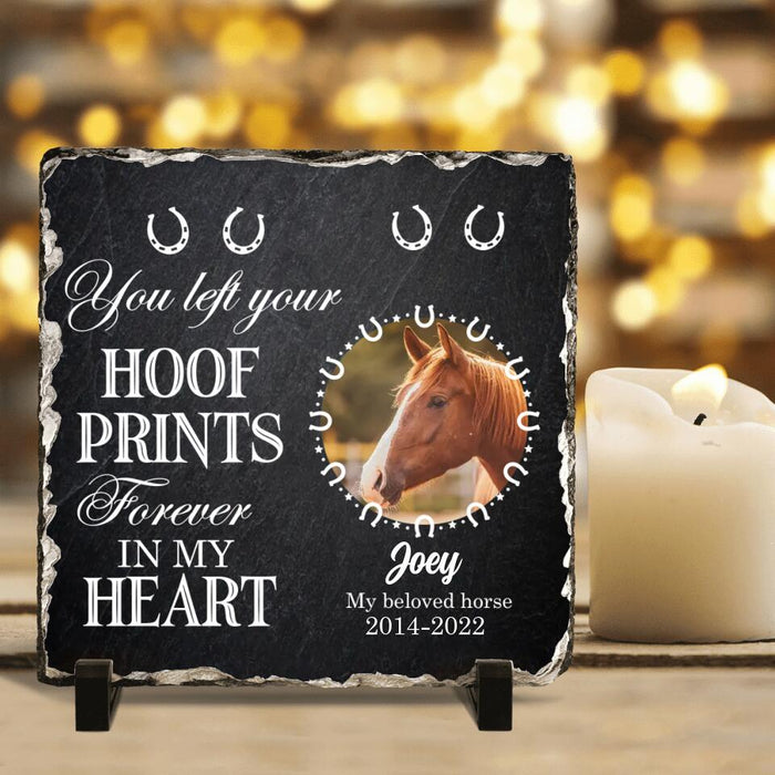 Custom Personalized Memorial Horse Lithograph - Upload Photo - Memorial Gift Idea For Horse Lover - You Left Your Hoof Prints Forever In My Heart