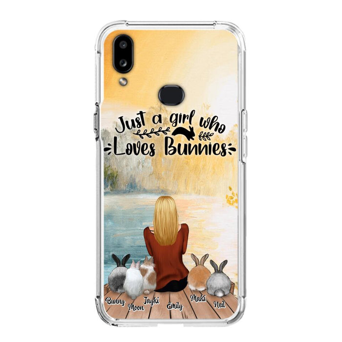 Custom Personalized Rabbit Mom Phone Case - Upto 5 Rabbits - Gift Idea For Rabbit Lovers - Just A Girl Who Loves Bunnies - Case for Samsung Galaxy A