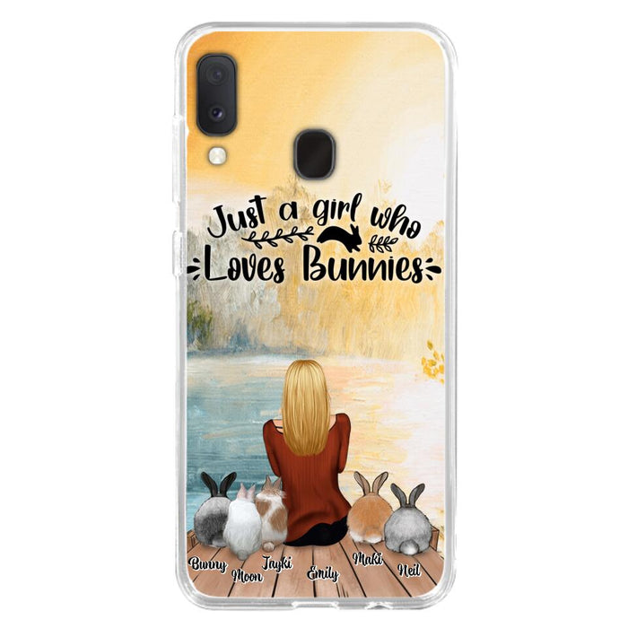 Custom Personalized Rabbit Mom Phone Case - Upto 5 Rabbits - Gift Idea For Rabbit Lovers - Just A Girl Who Loves Bunnies - Case for Samsung Galaxy A