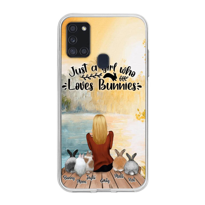 Custom Personalized Rabbit Mom Phone Case - Upto 5 Rabbits - Gift Idea For Rabbit Lovers - Just A Girl Who Loves Bunnies - Case for Samsung Galaxy A