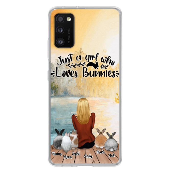 Custom Personalized Rabbit Mom Phone Case - Upto 5 Rabbits - Gift Idea For Rabbit Lovers - Just A Girl Who Loves Bunnies - Case for Samsung Galaxy A