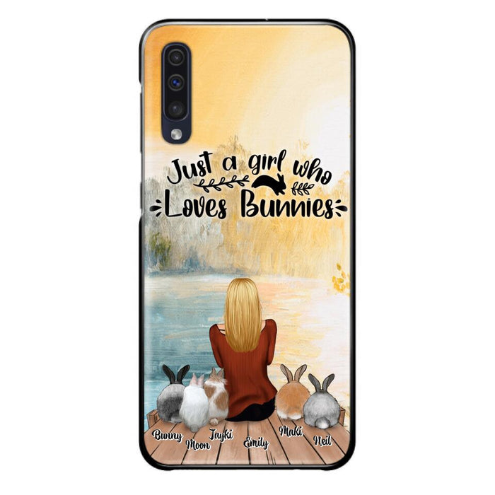 Custom Personalized Rabbit Mom Phone Case - Upto 5 Rabbits - Gift Idea For Rabbit Lovers - Just A Girl Who Loves Bunnies - Case for Samsung Galaxy A