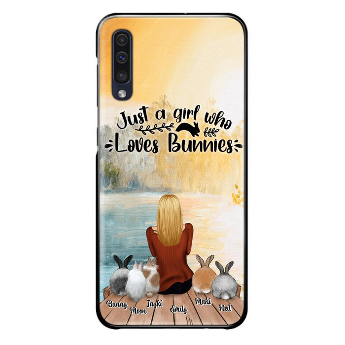 Custom Personalized Rabbit Mom Phone Case - Upto 5 Rabbits - Gift Idea For Rabbit Lovers - Just A Girl Who Loves Bunnies - Case for Samsung Galaxy A