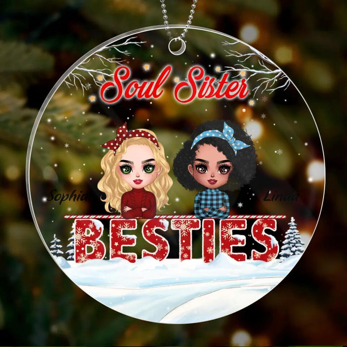 Custom Personalized Besties Forever Circle Acrylic Ornament - Gift Idea For Besties/Sisters - Upto 4 Girls - Soul Sister