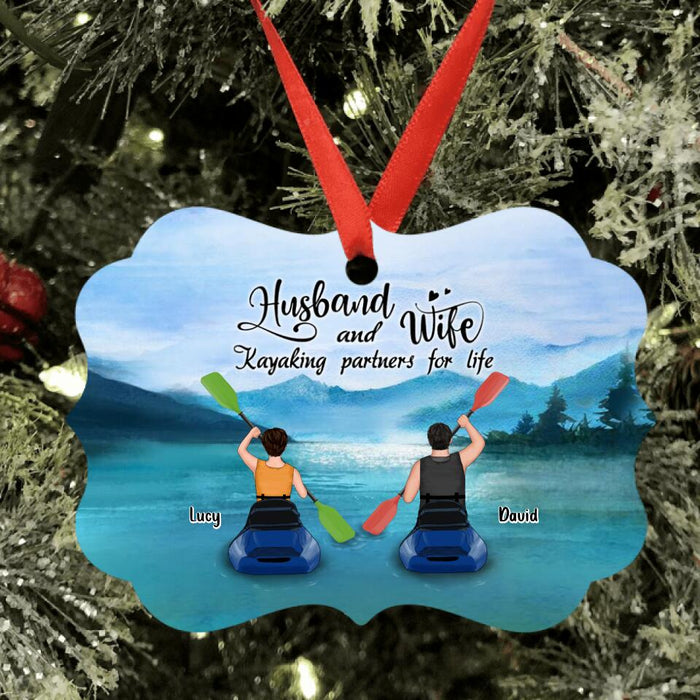 Personalized Kayak Couple Ornament - Man/ Woman/ Couple - Husband And Wife Kayaking Partners For Life - FKUJGV