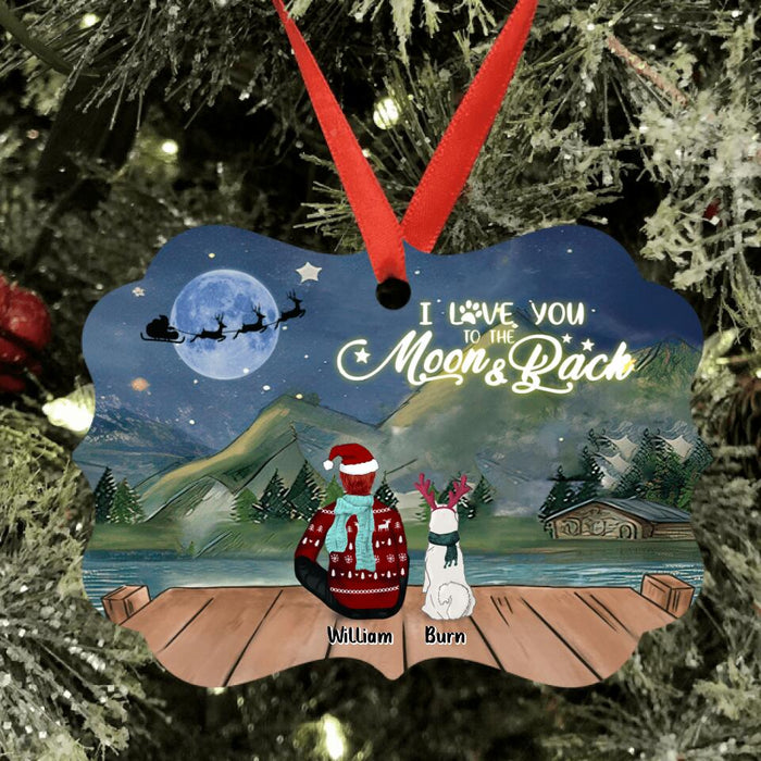 Custom Personalized Christmas Night Pet Mom/Dad Ornament - Adult/ Couple With Upto 6 Pets - Christmas Gift For Cat/ Dog Lover