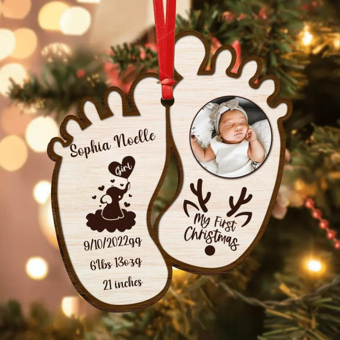 Custom Personalized Baby Photo Wooden Ornament - Christmas Gift Idea For Baby - My First Christmas