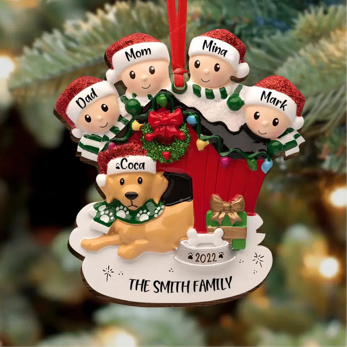 Custom Personalized Family Of 4 With Dog House Ornament 2022 - Christmas Gift Idea For Family With Dog